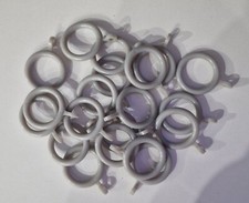20x Curtain Rod Pole Rings Plastic Light Grey 25mm x 37mm