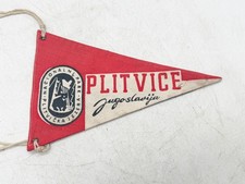 VINTAGE PLITVICE YUGOSLAVIA NATIONAL PARK CLOTH SOUVENIR PENNANT FLAG