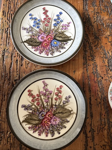 Pair hand painted wall - wall, plates