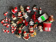 Vintage 80s 90s Bundle Of Christmas Cake Decorations Holly Santa Snowmen 20+