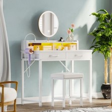 Dressing Table with LED Light Strip, Adjustable  with Stool, AUCTION