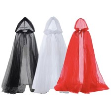Women Man Adult Witch Ghost Party Costume Halloween Cape Cloak hood