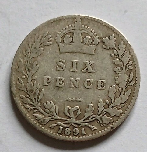 1891 victoria silver sixpence - silver,
