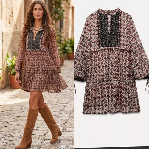 Bnwt zara printed chiffon - printed,