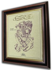 Triumph 500cc Tiger 90 Engine Motorcycle Gold Leaf Print