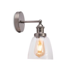 Wall Light Echo Modern Industrial Pewter Clear Glass Shade