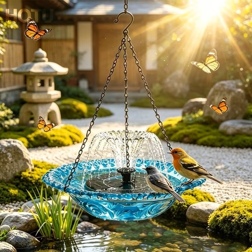 Solar fountain hanging - hanging, bird