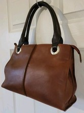 Clarks Tan Brown Genuine Leather Top Handle Grab Bag Tote Bag Handbag