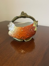 Antique Royal Bayreuth German Porcelain Figural Strawberry Basket with Blossoms