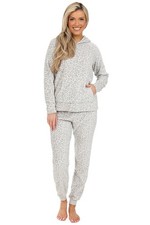 Womens Grey Leopard Print Long