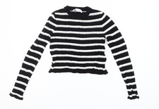 Zara Women Black White Striped