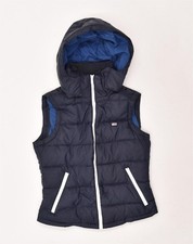 JACK WILLS Womens Hooded Padded Gilet UK 10 Small Navy Blue Polyester AM28