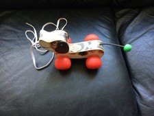 Vintage Fisher Price Pull - Along Wooden Dog Named Little Snoopy 1965