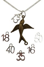 SILVER NECKLACE SWIFT BIRD Charm Pendant Birthday Anniversary Gift + Bag