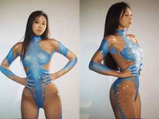 🔥 Women’s Pole Dance Nightclub Outfit – Rhinestone Jumpsuit | Rave Festival