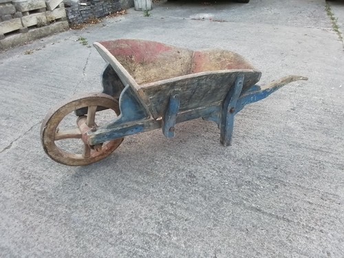 Vintage wooden wheelbarrow - vintage,