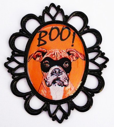 Boxer dog breed halloween pin - dog,