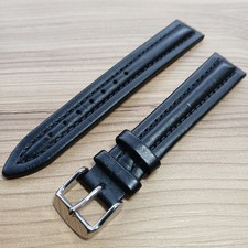Hirsch Colorado Black Water Resistant Leather  18mm Watch Strap Silver Buckle
