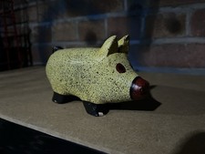 Wooden Pig Figurine Yellow