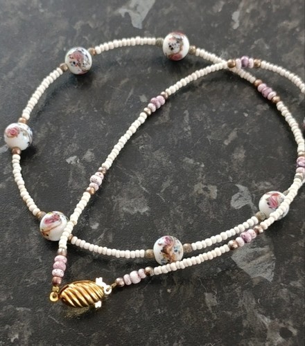 Vintage white glass - , beads