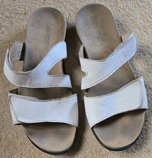 Rohde White Leather slip-on Sandals UK 7 40 Slider Adjustable Straps