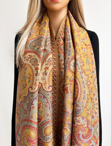 Women yellow paisley scarf - women,