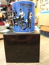 NOS Triumph Motorcycles Tee Print Blue Coffee Mug with Original Box!