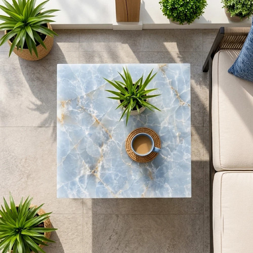 Blue onyx marble square side - marble,
