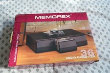 MEMOREX  VINTAGE Audio Cassette Tapes Storage Cabinet Black Ash Veneer (Unused)