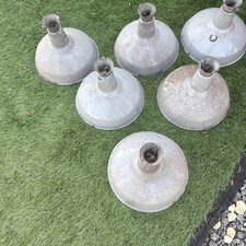 Vintage grey Industrial Light Shades Antique XL Three Metal Enamel Old Factory