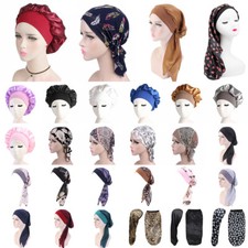 UK Turban Hat Headwear Muslim Hijab Cancer Head Scarf Wrap Chemo Cap Sleep Hat