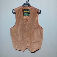 Vintage Leather Waistcoat Large Brown Suede Buttoned C&A