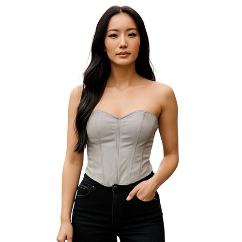 Gray corset satin with boning - corset,