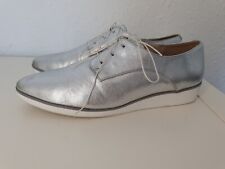 Clarks silver Leather Brogues Lace Smart platform UK 7 D #