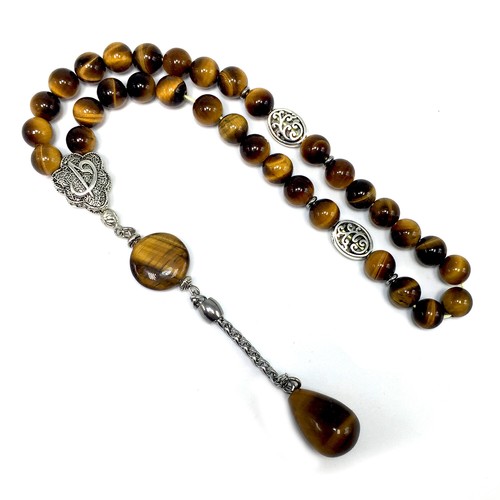Tiger eye stone prayer beads - tiger,