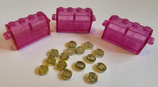 Lego Vintage Bundle 18 Pieces Pink Treasure Chest & Gold Money Coins 