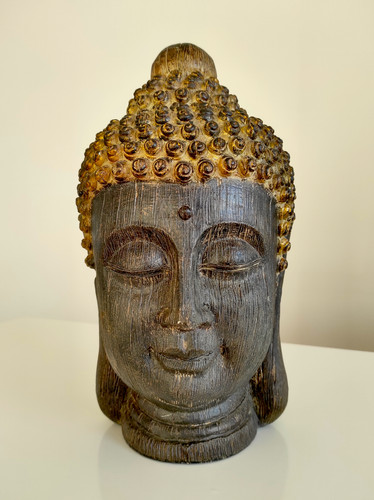 Vtg carved wood - carved, buddha