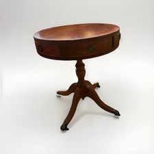 Vintage Drum Round Coffee Table With 2 Drawers