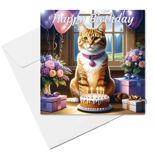 Cat birthday card ginger - -,