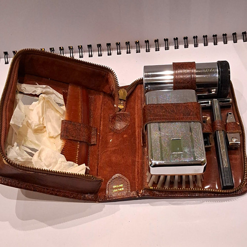 Vintage brown leather travel - leather,