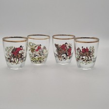 Vintage Set of 4 Hunting Scene Glasses - Shot Glasses - Drinks - Display