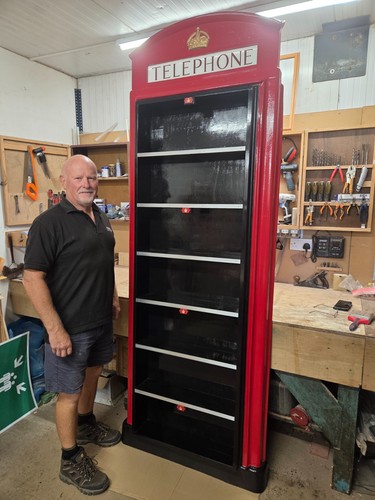 Red telephone box booth kiosk - box,