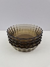 ARCOPAL SMOKED GLASS mini tartlet flan quiche dishes x 4