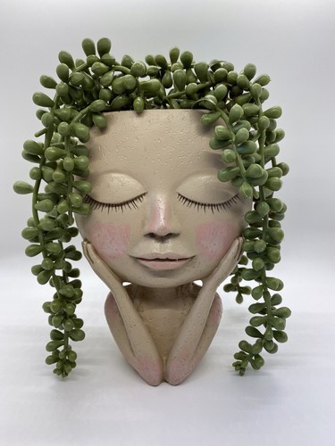 Lady face planter pots head - lady,