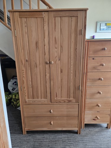 Untreated pine wood wardrobe - untreated,