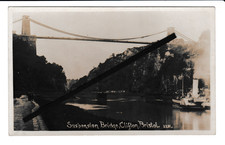 VINER PHOTO POSTCARD - SUSPENSION BRIDGE, CLIFTON, BRISTOL - INCL PADDLE STEAMER
