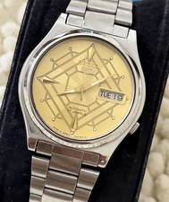 Seiko 5 Automatic 7009-3171 Rare Islamic Geometric Dial Gold Japan Vintage