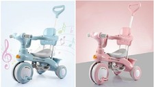 Kids 3 in 1 Tricycle Push Bike Adjustable Trike Ride on Toy for Baby Stroller