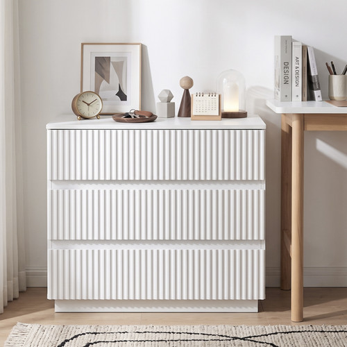 Drawer bedside table - bedside, white