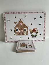 NEW SET 4 CHRISTMAS FESTIVE GONK GINGERBREAD HOUSE PLACEMATS COASTERS TABLE.